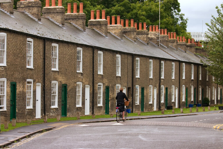 Row of characteristic english houses (Cambridge, UK)